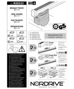 Spedito Oggi Kit attacchi per barre auto portatutto renault trafic opel vivaro 14 fiatn30323