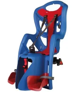 Seggiolino posteriore blu per bicicletta per bambini, max. 22 kg, da 3 a 8 anni - si fissa al portapacchi Di Tendenza