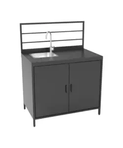 Spedito Oggi Cucina da esterno modulare ompagrill "modulo 4" in alluminio nero con lavello e rubinetto 61,5x100x130 cm