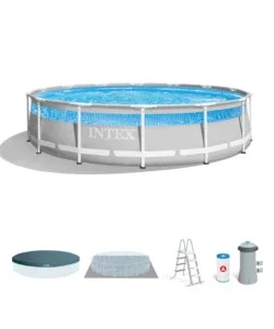 Affare Piscina fuori terra con struttura rotonda intex "prisma frame clearview" grigio chiaro 427x427x107 cm - cod. 26722np