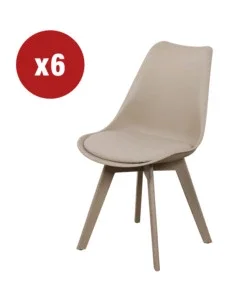 Direttamente Dal Produttore Sedia da pranzo "kelly" tortora con gambe in legno in tinta 6 pezzi