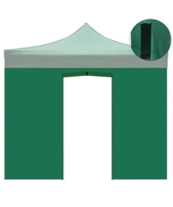 Telo laterale con porta avvolgibile per gazebo riviera in tessuto impermeabile e anti uv verde 3x3 m Occasione