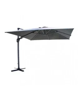 Compra Online Ombrellone da giardino a braccio laterale elica garden "mendel" in alluminio effetto legno e poliestere grigio scuro 295x295x255 cm