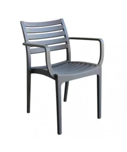 Spedito Oggi Sedia da esterno impilabile elica garden "eveline" in polipropilene taupe 58,5x55,2x84 cm