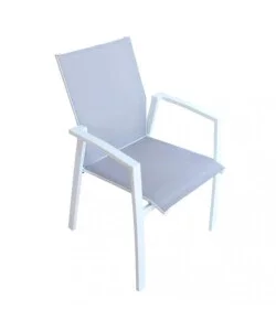 Spedizione Espresso Sedia da esterno impilabile elica garden "maili" in alluminio bianco e grigio 57x61x89 cm