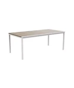 Tavolo da esterno keter "porto 200" in metallo bianco e piano effetto legno frassino 200x95x75 cm Prezzo Conveniente
