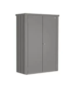 Subito Disponibile Armadio da esterno biohort "romeo m high" in acciaio grigio quarzo metallizzato, 132x57x181 cm - 58010