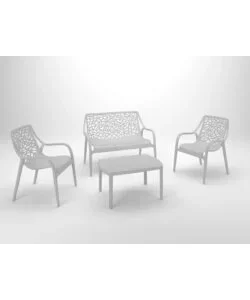 Subito Disponibile Set da giardino "honolulu" in polipropilene grigio 1 divano, 2 poltrone e 1 tavolino