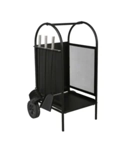 Portalegna in metallo con ruote nero e 3 accessori Più Venduto