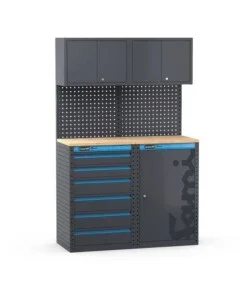 Arredamento modulare per officina fami "linea 391" con cassettiera e armadio a 1 anta in lamiera antracite 121,6x49,5x190 cm Offerta Lampo