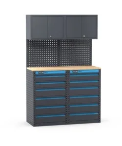 Ultime Pezzi Arredamento modulare per officina fami "linea 391" con cassettiere in lamiera antracite 121,6x49,5x190 cm