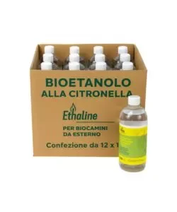 Bioetanolo per biocamini da esterno ethaline garden con citronella 12 bottiglie da 1 lt - totale di 12 litri Offerta