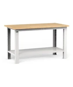 Banco da lavoro garage fisso fami "work" in legno di faggio e lamiera grigio chiaro 150x75x88,2 cm Reso Gratuito