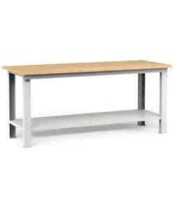 Banco da lavoro garage fisso fami "work" in legno di faggio e lamiera grigio chiaro 200x75x88,2 cm Offerta Limitata