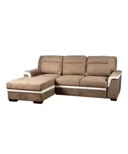 Divano letto angolare "erika" in tessuto marrone con penisola a sinistra 254x92/165x102 cm Solo Oggi