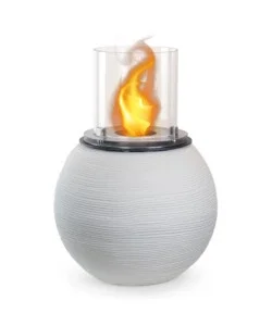 Prezzo Conveniente Camino bioetanolo da terra per interno esterno divina fire "botticelli" in resina bianco perla ø40x54 cm