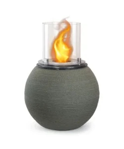 Camino bioetanolo da terra per interno esterno divina fire "botticelli" in resina verde salvia ø40x54 cm Nuova Collezione