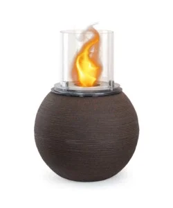 Promo Stagionale Camino bioetanolo da terra per interno esterno divina fire "botticelli" in resina marrone ø40x54 cm