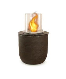 Economico Camino bioetanolo da terra per interno esterno divina fire "raffaello" in resina marrone ø35x55 cm
