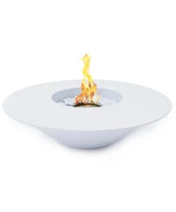 Spedizione Gratuita Camino bioetanolo da terra tondo per interno esterno divina fire "santorini" in acciaio bianco ø60x15 cm