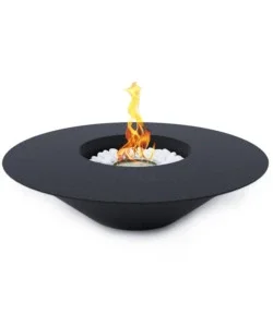 Occasione Imperdibile Camino bioetanolo da terra tondo per interno esterno divina fire "santorini" in acciaio nero ø60x15 cm