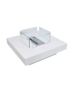 Camino bioetanolo da terra per interno esterno divina fire "panarea" in acciaio bianco 70x70x35 cm Promozione Esclusiva