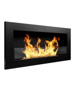 Must-Have Camino bioetanolo da parete divina fire "livorno" in acciaio nero 90x40 cm