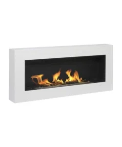 Camino bioetanolo da parete divina fire "siena" in acciaio bianco 90x40 cm Professionale