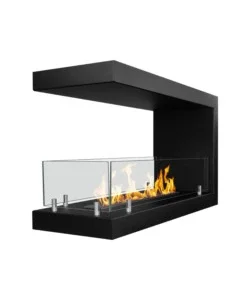 Offerta Lampo Camino bioetanolo da incasso 3 lati divina fire "maratea 90" in acciaio nero 90x50 cm