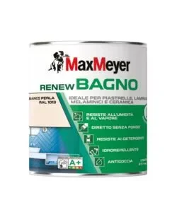 Spedito Oggi Smalto all'acqua bagno max meyer "renew" bianco perla 0,75 lt