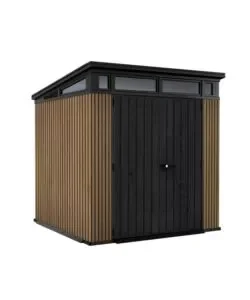 Casetta da giardino keter "pent 7x7" in resina marrone con porta battente doppia 214x218x226 cm Prezzo Basso