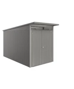 Acquista Ora Casetta da giardino biohort "avantgarde eco mis.a4" in acciaio zincato grigio quarzo metallizzato con porta battente doppia 180x380x222 cm - cod. 19649