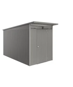 Casetta da giardino biohort "avantgarde eco mis.a4" in acciaio zincato grigio quarzo metallizzato con porta battente semplice 180x380x222 cm - cod. 19689 Esclusivo