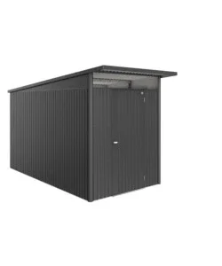 Casetta da giardino biohort "avantgarde eco mis.a4" in acciaio zincato grigio scuro metallizzato con porta battente semplice 180x380x222 cm - cod. 17640 Spedito Oggi