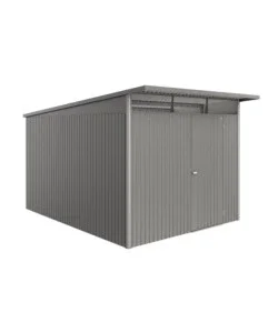 Casetta da giardino biohort "avantgarde eco mis.a8" in acciaio zincato grigio quarzo metallizzato con porta battente semplice 260x380x222 cm - cod. 19689 Non Perdere