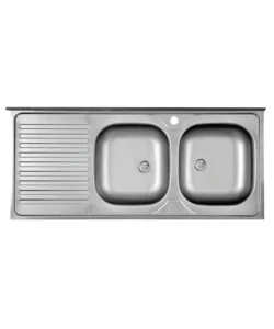 Lavello da cucina con doppia vasca a destra e gocciolatoio 120x50 cm Ordina Subito