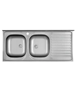 Must-Have Lavello da cucina con doppia vasca a sinistra e gocciolatoio 120x50 cm