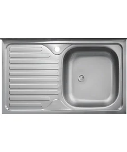 Lavello da cucina con singola vasca a destra e gocciolatoio 80x50 cm Reso Gratuito