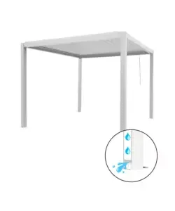 Spedito Oggi Pergola bioclimatica eurogarden "afrodite" con apertura a manovella ad asta in acciaio bianco 3x4x2,5 mt