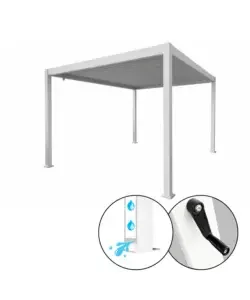 Direttamente Dal Produttore Pergola bioclimatica eurogarden "atena" con apertura a manovella in alluminio bianco 3x3x2,5 mt