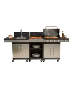 Di Tendenza Cucina da esterno riviera "artemisia" con barbecue a gas 4 fuochi 235x46x118 cm