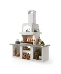 Barbecue a carbonella in cemento palazzetti "pamplona" 210x90x267 cm Solo Oggi