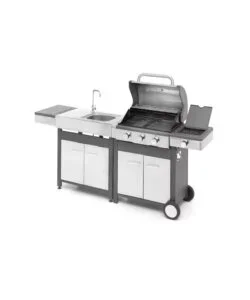 Di Tendenza Cucina da esterno modulare ompagrill "indian" in acciaio inox con barbecue indianapolis 4/b e lavello