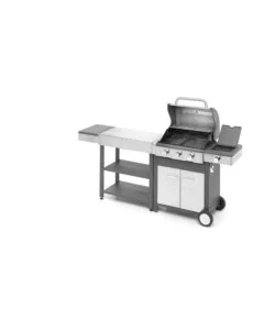 Cucina da esterno modulare ompagrill "indian" in acciaio inox con barbecue indianapolis 4/b e tavolo Reso Gratuito