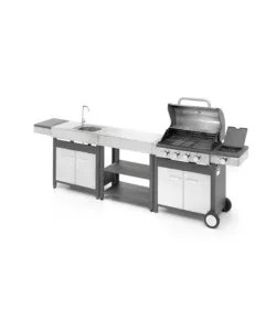 Cucina da esterno modulare ompagrill "indian" in acciaio inox con barbecue indianapolis 5/b, lavello e tavolo Compra Oggi Stesso