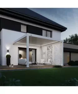 Acquista Ora Pergola bioclimatica addossata ombréa "vs"in alluminio bianco 397x304x257 cm