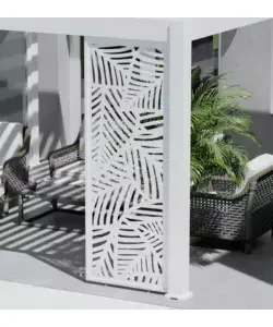 Di Tendenza Pannello laterale decorativo a foglie per pergola ombréa "vs"in alluminio bianco 1 mt