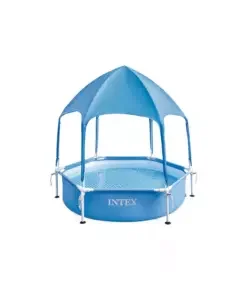 Spedizione Espresso Piscina fuori terra con strutttura rotonda intex "metal frame" con tettoia parasole removibile 183x183x38 cm - cod. 28209np