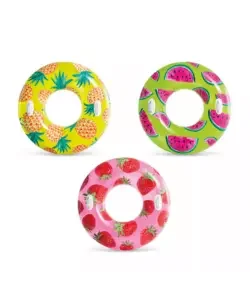 Ultima Occasione Ciambella gonfiabile con maniglie intex "tropicale" in vinile colori assortiti ø 107 cm - cod. 56261np