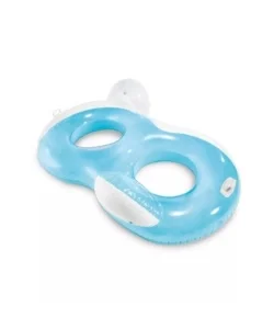 Ultimissimo Modello Salvagente gonfiabile doppio intex con maniglie e schienale in vinile azzurro 198x117 cm - cod. 56800eu